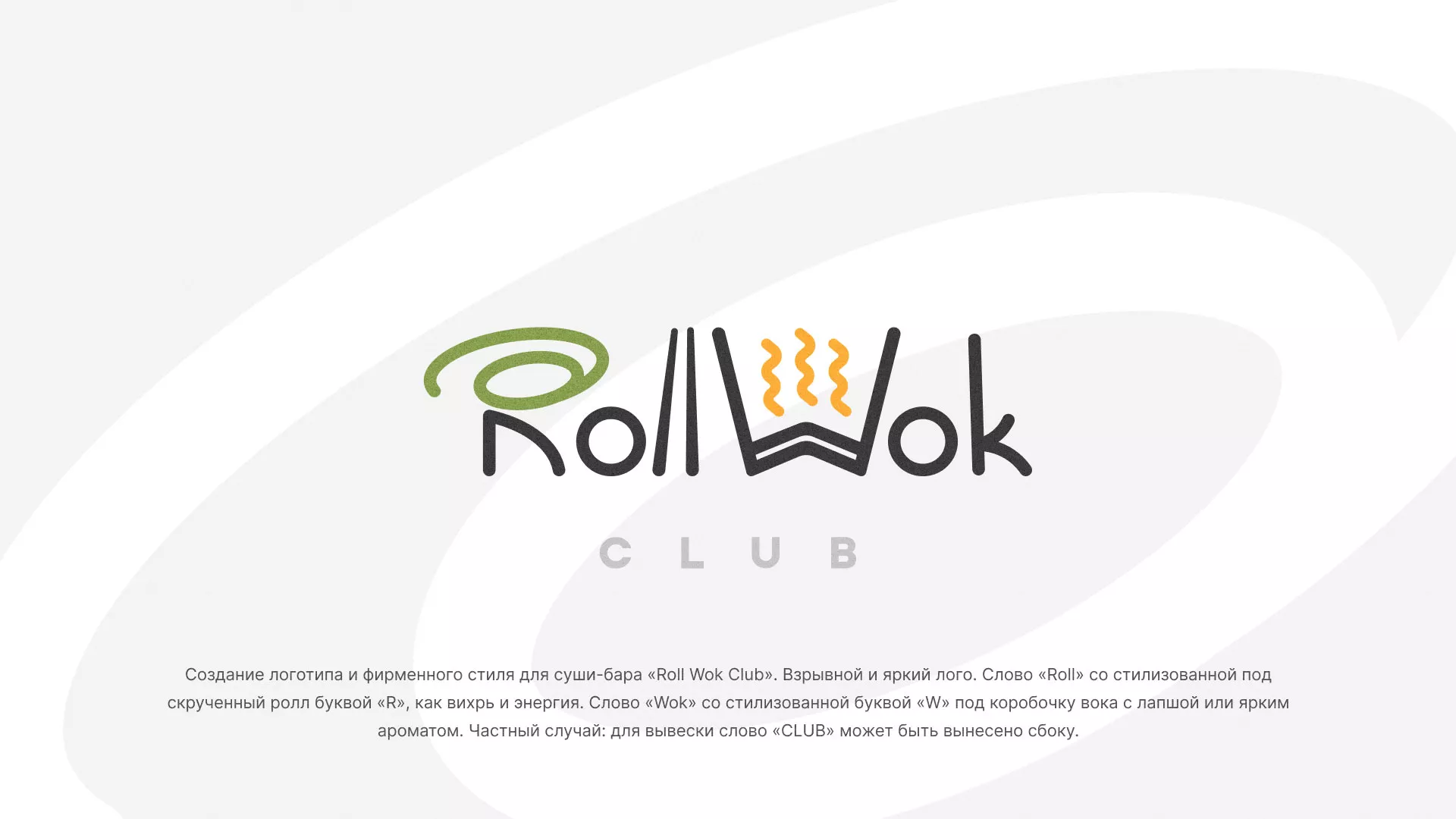 Разработка логотипа и фирменного стиля суши-бара «Roll Wok Club» в Яранске