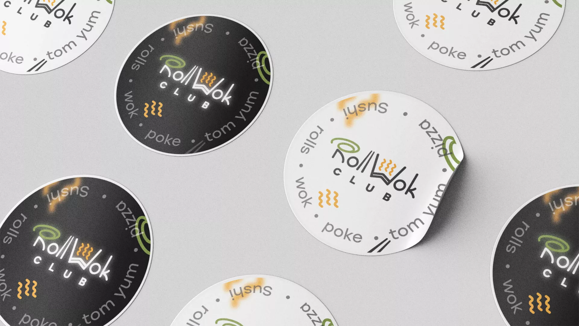 Разработка наклеек для суши-бара «Roll Wok Club» в Яранске